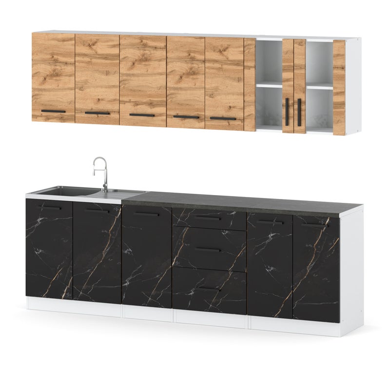 Kuchnia modułowa z blatem duża 2.6m nowoczesna biały wotan san sebastian