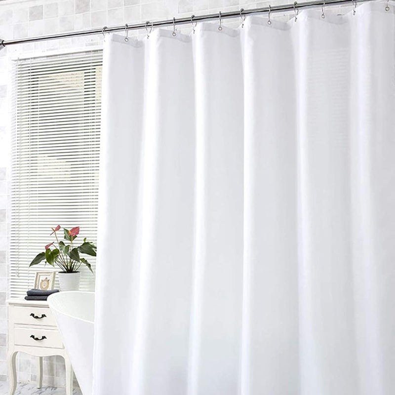 Zasłona prysznicowa anty-pleśniowa, gruba poliestrowa, 120 x 180 cm, wodoodporna, z przelotkami i haczykami, biała