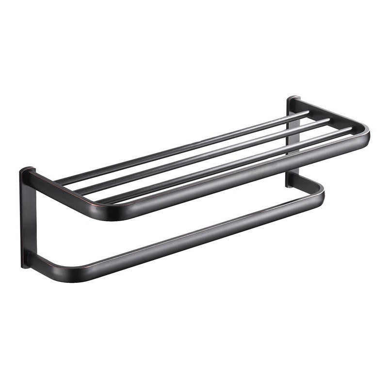 Dwuwarstwowy wieszak na ręczniki ścienny do łazienki, idealny do łazienki i kuchni (czarny)