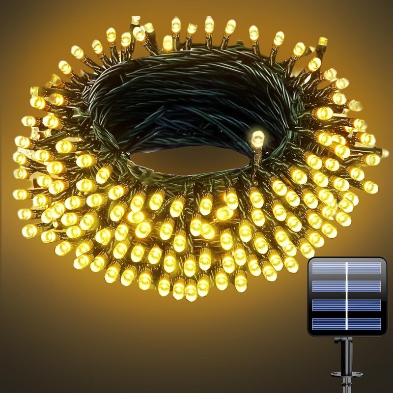 12-metrowy łańcuch świetlny zasilany energią słoneczną – 100 diod LED, wodoodporność IP65, 8 trybów, idealny do ogrodu, domu, na imprezę i wesele, ci