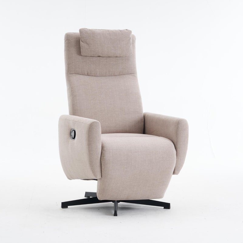 Fotel rozkładany z funkcją odchylania, wygodna tkanina szenilowa, obrotowy 360° fotel z podnóżkiem, nowoczesny do salonu