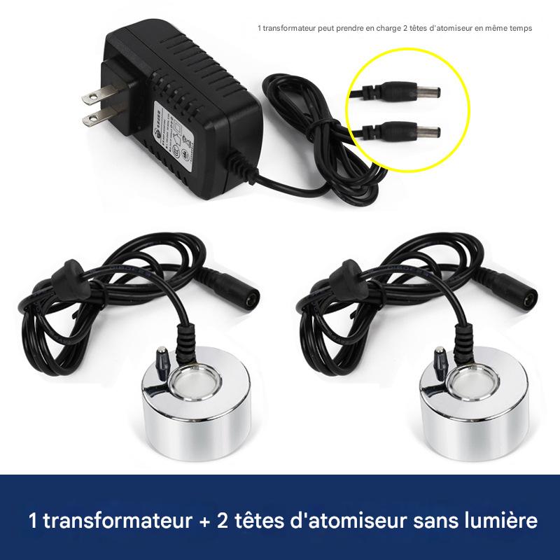 Nawilżacz ultradźwiękowy z 2 głowicami, jedna lub dwie głowice rozpylające, brak światła + transformator, duża objętość mgiełki