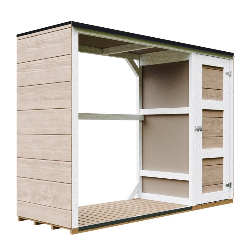 Zewnętrzny schowek na drewno opałowe – 75 x 217 x H159 cm – TIMBELA M981 - TERRA BROWN