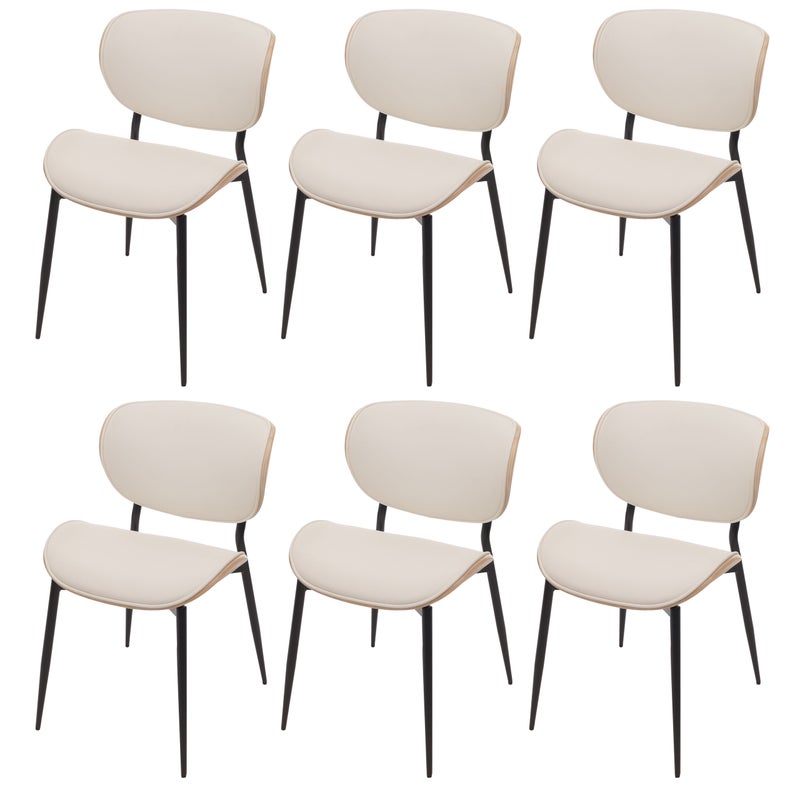 Zestaw 6 krzeseł do jadalni HWC-O45, krzesło, drewno gięte imitacja skóry 280g/m² Oeko-Tex MVG ~ naturalny, biały