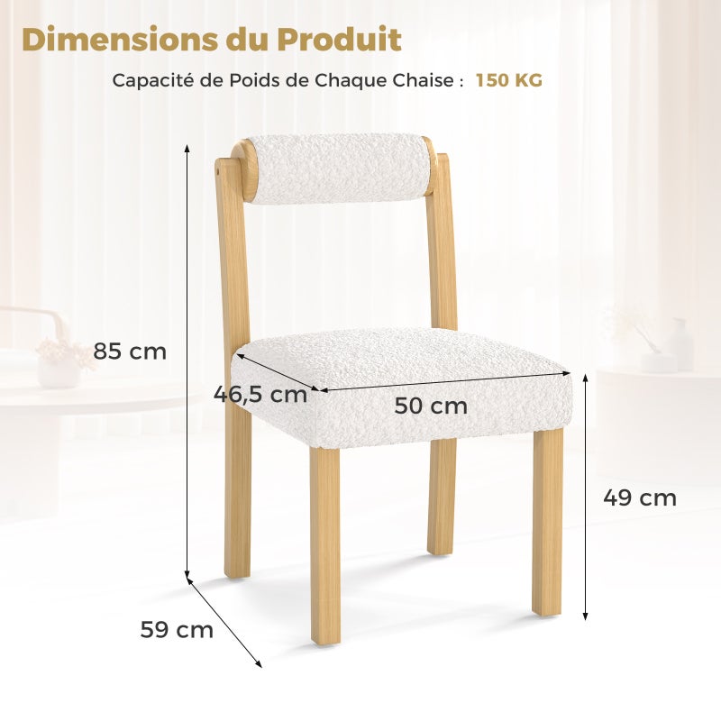 Zestaw 2 krzeseł do jadalni, tapicerowane, drewniane, do 150 kg, drewniane krzesła z cylindrycznym oparciem, krzesła do kuchni, jadalni(2 sztuki)