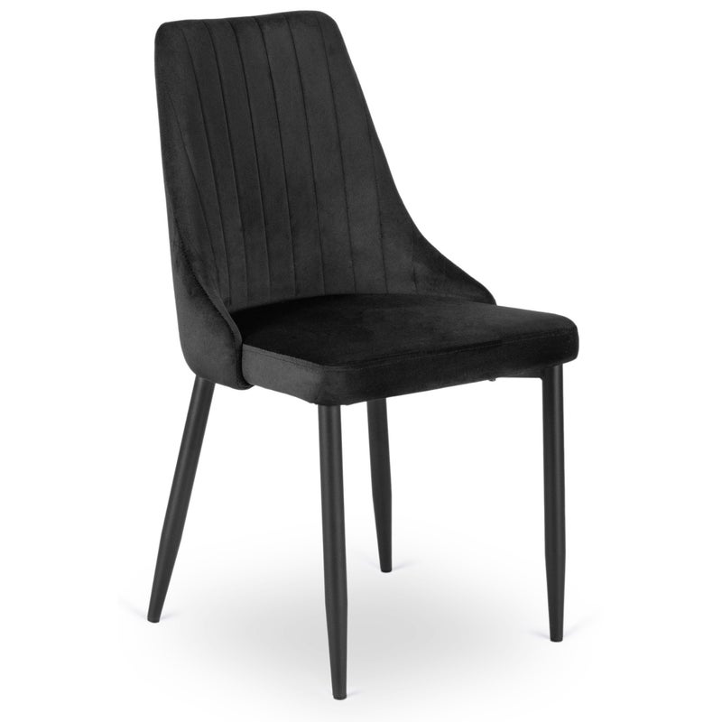 Krzesło Tapicerowane Welurowe Do Jadalni Salonu Kuchni Loftowe Czarne BARI