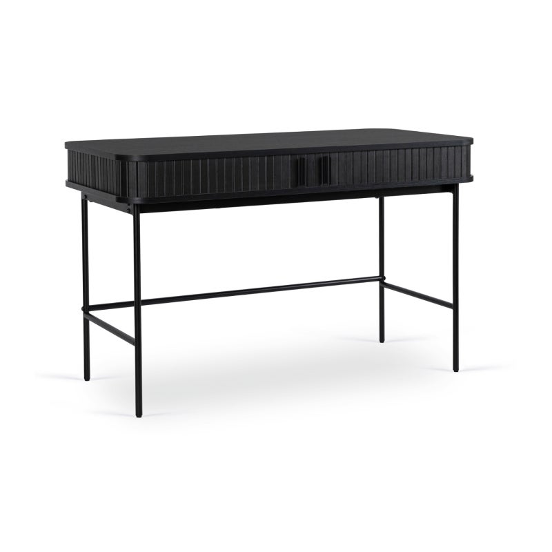 MEBEL ELITE Biurko Komputerowe Gabinetowe Drewniane Industrialne Loft Dąb Czarny TRISH