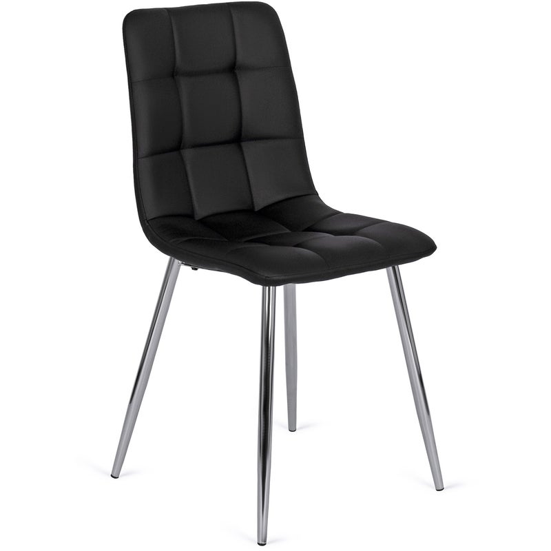 Krzesło Tapicerowane Pikowane Kuchenne Do Jadalni Salonu Czarne ENZO