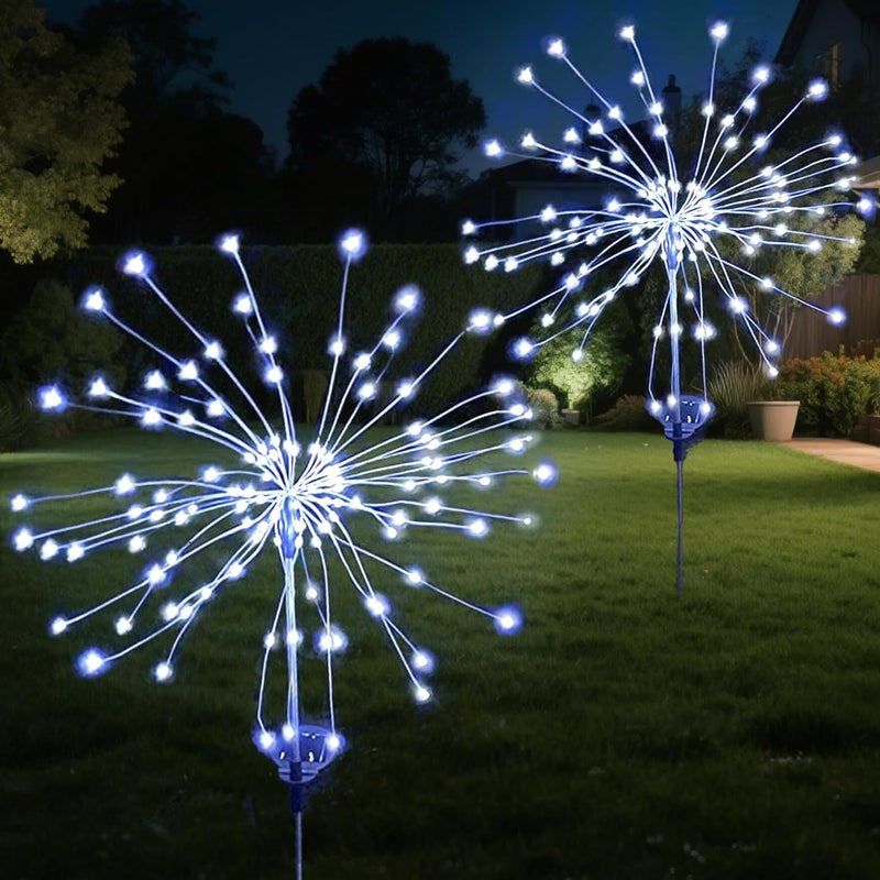 Lampy solarne do ogrodu, 2 sztuki, po 60 lampek każda, do dekoracji ogrodu zewnętrznego (białe światło)