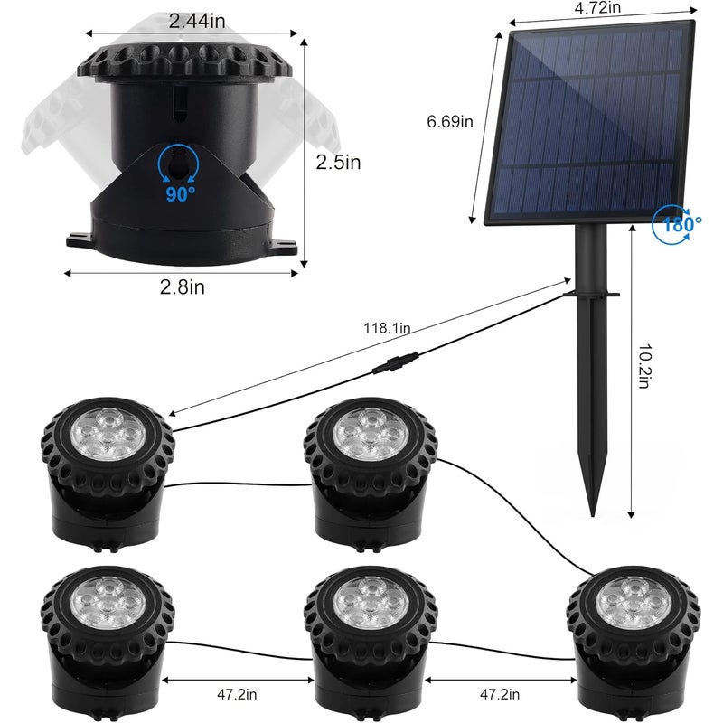 w 1, zanurzalna lampa solarna RGB, wodoodporna IP68, zmieniająca kolor, oświetlenie podwodne do stawów, tarasów i drzew