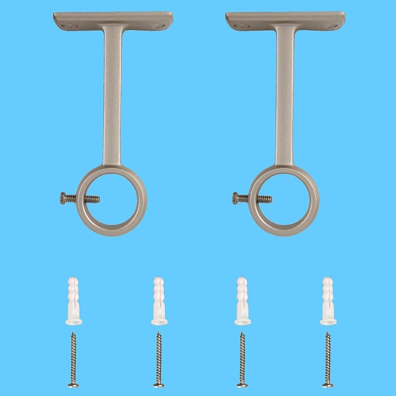 2 uchwyty na karnisz, mocowanie karnisza, uchwyt na karnisz ścienny i sufitowy, srebrny
