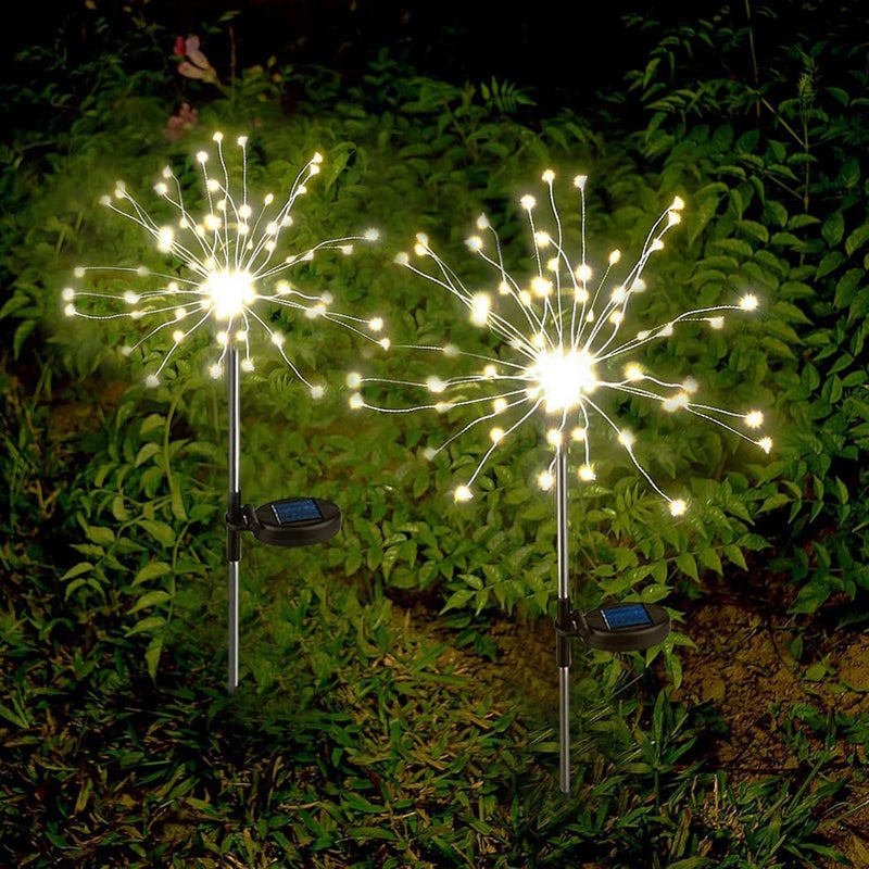 Lampy solarne do ogrodu, 2 sztuki, po 60 lampek każda, do dekoracji ogrodu zewnętrznego (ciepłe światło)