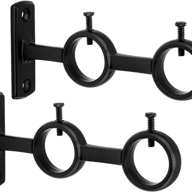 2 szt. podwójnych uchwytów do karniszy, montowanych na ścianie, do karniszy o średnicy 15-25 mm (czarne)