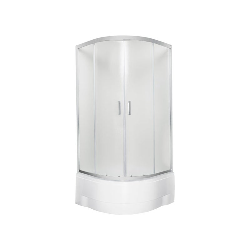 Kabina prysznicowa z brodzikiem głębokim Malibu 90 GL Kerra półokrągła szkło mrożone