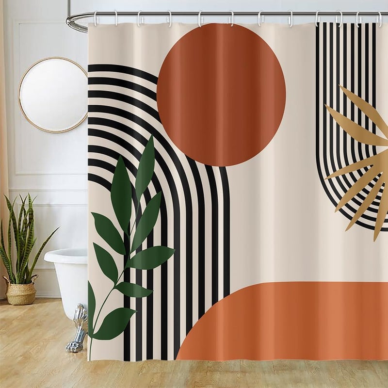 Zasłona prysznicowa, zasłona prysznicowa anty-pleśniowa 180x180 cm, boho, wodoodporna, z 12 haczykami