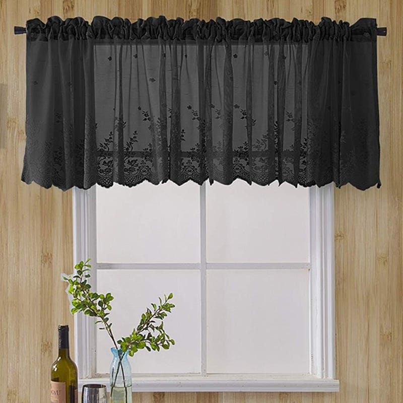 1 sztuka firanki z woalu, prześwitująca firana żakardowa, firana do bistro w stylu wiejskim, karnisz nie jest dołączony (szer. 130 cm x wys. 41 cm)