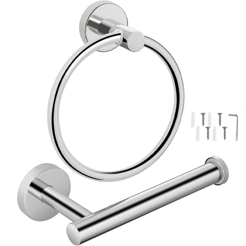 Zestaw akcesoriów łazienkowych ze stali nierdzewnej, wieszak na ręczniki i uchwyt na papier toaletowy, 2 części, wieszak na ręczniki i uchwyt na papi