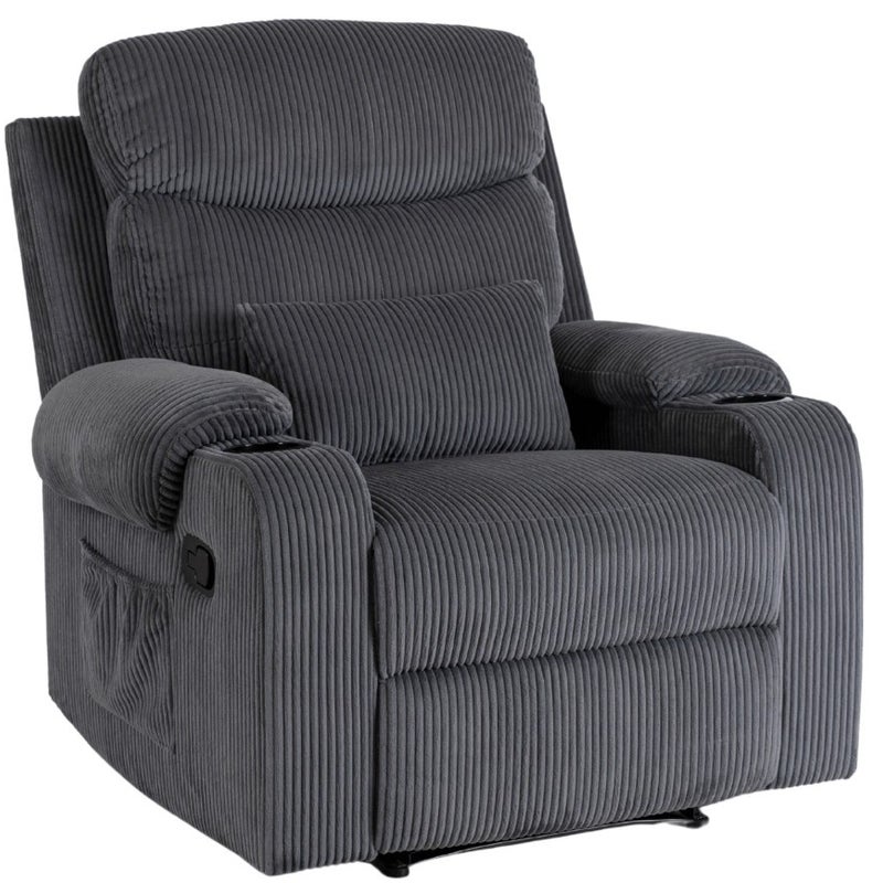 Fotel Rozkładany Wypoczynkowy Tapicerowany Do Spania Salonu Szary TORRES