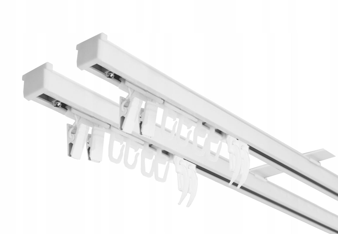 Karnisz Sufitowy Szyna Sufitowa Aluminiowa Podwójna PS Biała 130 cm
