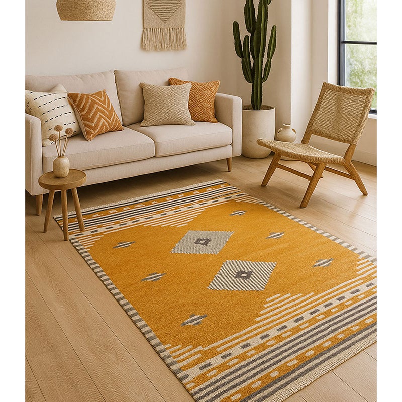 Hamid - KILIM AZTECA 170x110 - Dywan kilimowy, tkany ręcznie, 100% wełny, do salonu, sypialni, jadalni