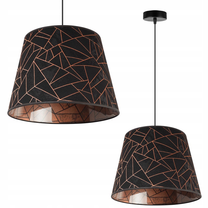 Lampa sufitowa wisząca Werona loft 1xE27 abażur wzór miedziany czarny Light Home LH