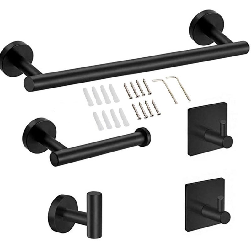 Wieszak na ręczniki łazienkowe, akcesoria łazienkowe, zawiera 1 wieszak na ręczniki, 1 uchwyt na papier toaletowy i 3 haczyki. Kompletny zestaw oferu