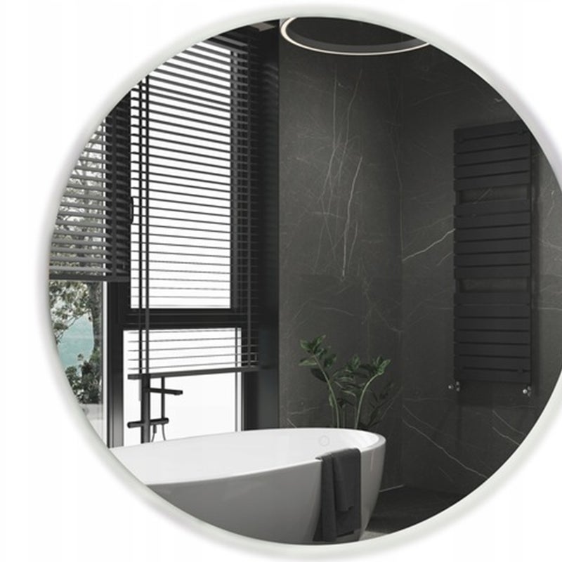 Lustro ścienne łazienkowe okrągłe 60 cm z LED PODŚWIETLANE biały ciepły