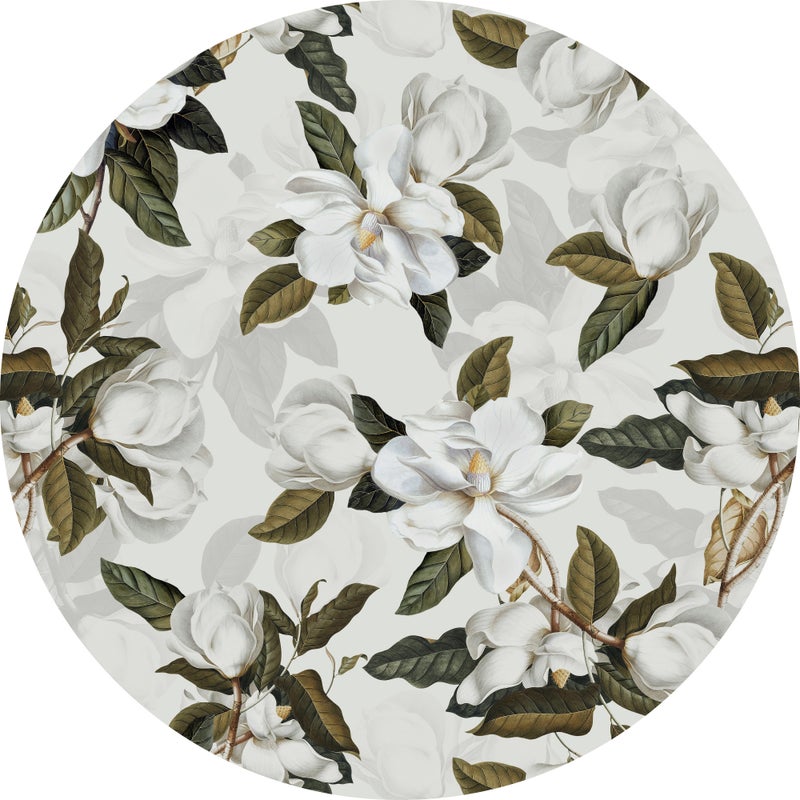 Magnolias dywan winylowy okrągły [średnica] 200 cm -PVC antypoślizgowy, gładki, gruby, winylowy dywan do kuchni lub salonu
