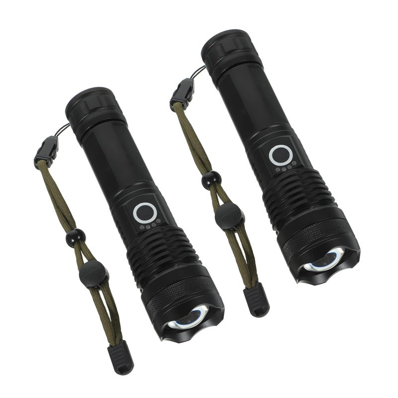 Akumulatorowa latarka kempingowa LED, wielofunkcyjna latarka zewnętrzna, 1500 mAh, 2 szt. (czarna)