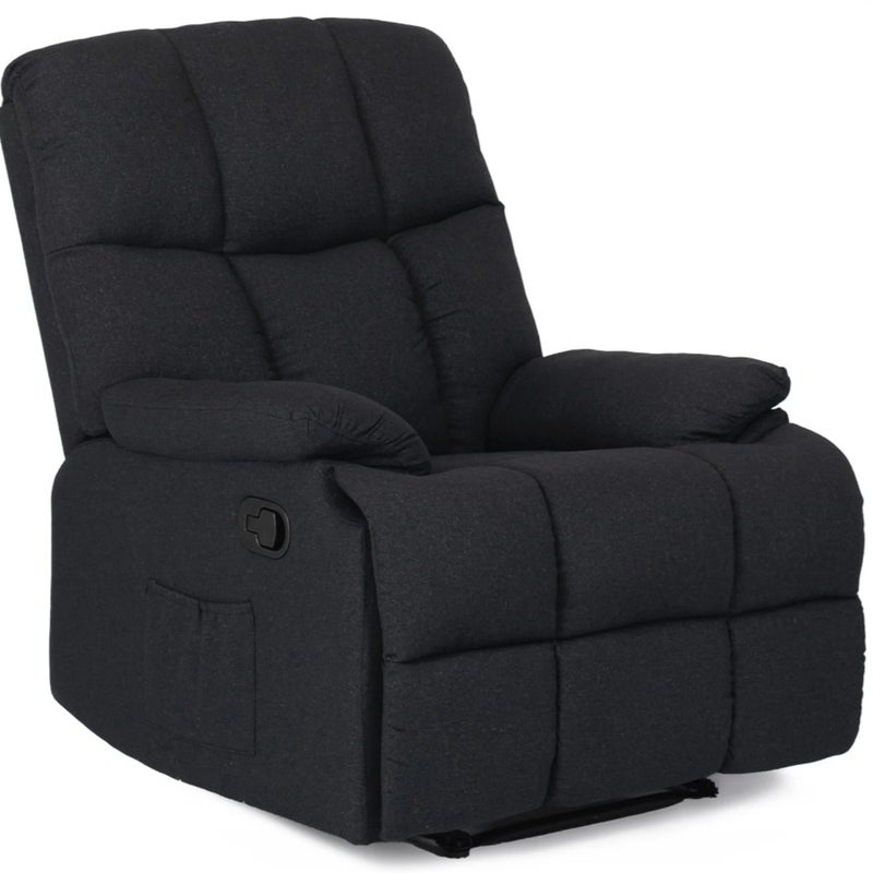 Fotel Rozkładany Wypoczynkowy z Podnóżkiem Wygodny Do Spania Czarny RIKO