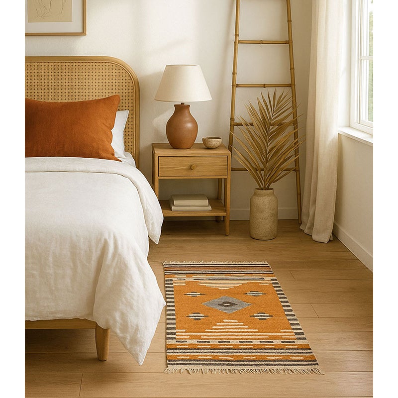 Hamid - KILIM AZTECA 110x60 - Dywan kilimowy, tkany ręcznie, 100% wełny, do salonu, sypialni, jadalni