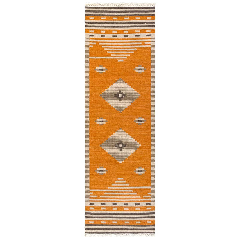 Hamid - KILIM AZTECA 250x80 - Dywan kilimowy, tkany ręcznie, 100% wełny, do salonu, sypialni, jadalni