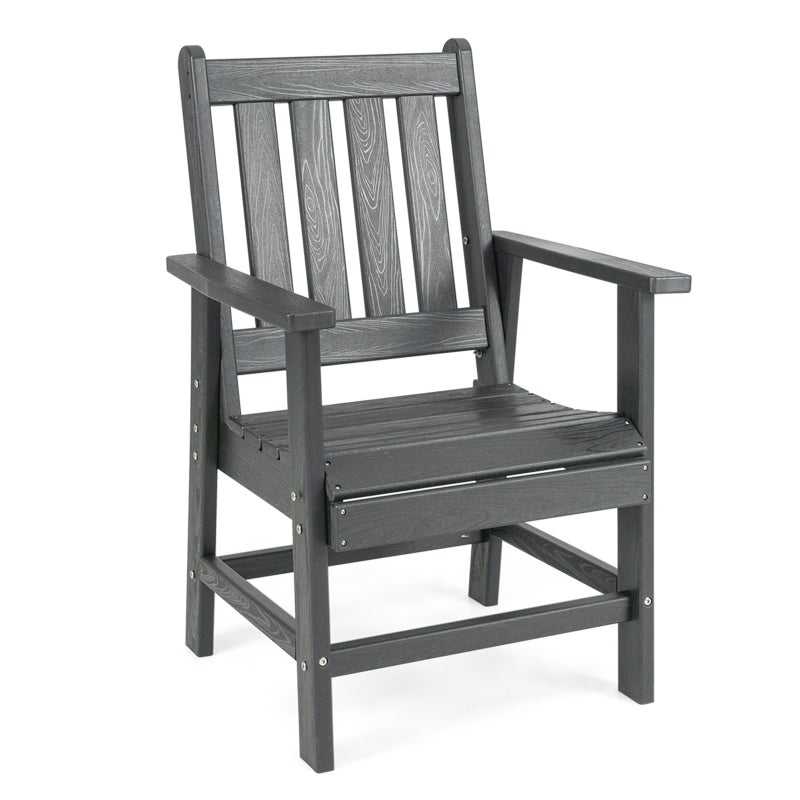 Krzesło ogrodowe z tworzywa sztucznego, odporne na warunki atmosferyczne, krzesło balkonowe z HDPE, fotel ogrodowy o wyglądzie drewna, balkon (szare)