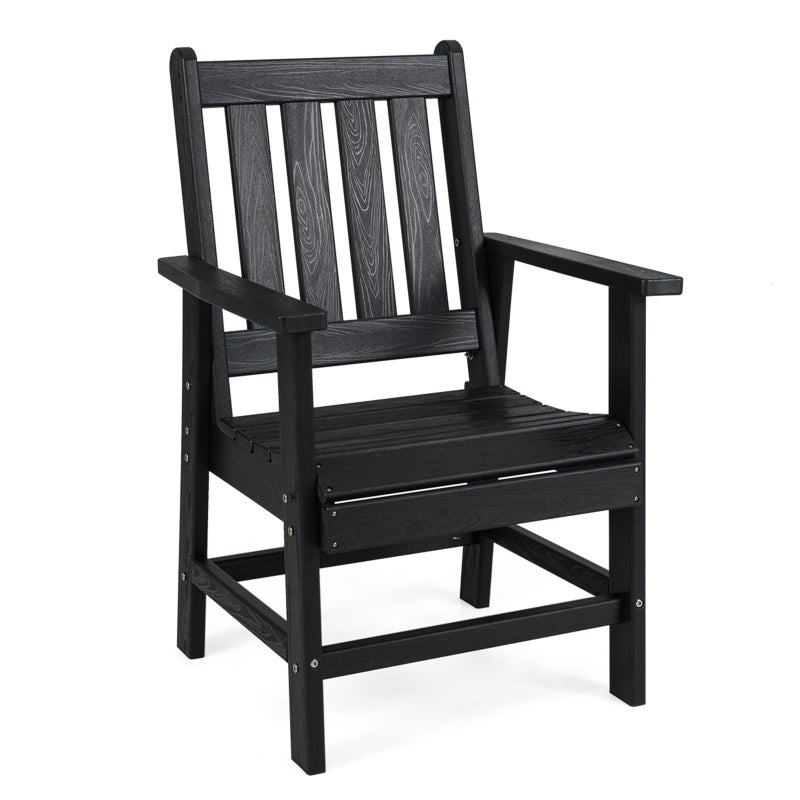 Krzesło ogrodowe z tworzywa sztucznego, odporne na warunki atmosferyczne, krzesło balkonowe z HDPE, fotel ogrodowy o wyglądzie drewna