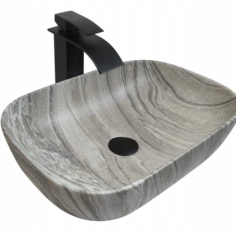 Umywalka nablatowa Estiva ALIA Marmo Gray marmur szara 44,5x32,5x13,5 cm