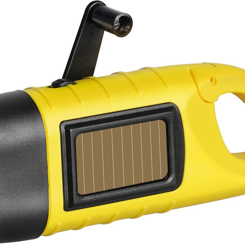 Latarka ręczna z korbką słoneczną, latarka ratunkowa, latarka LED (żółta)