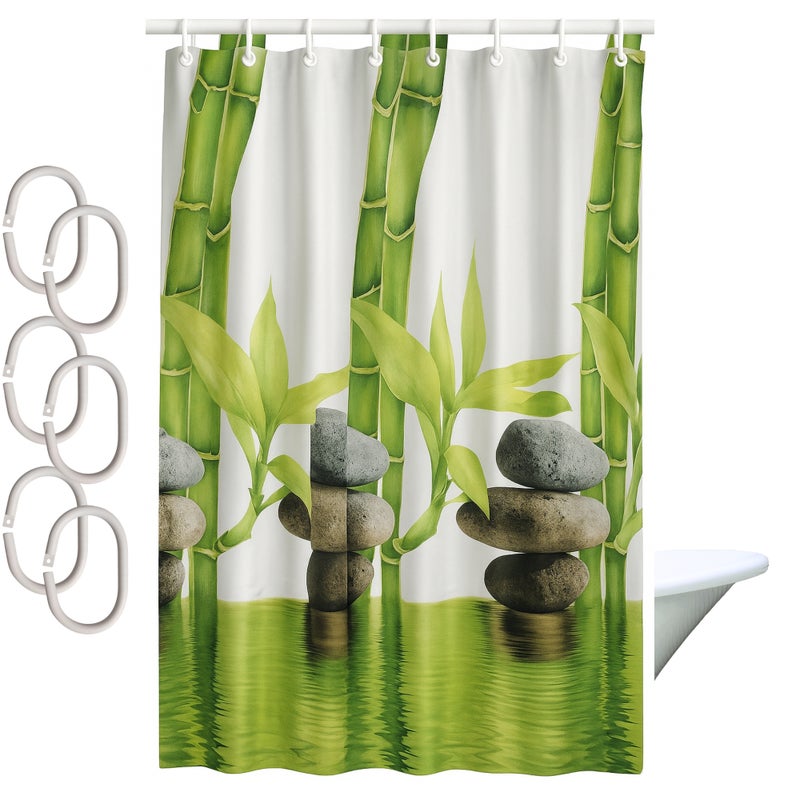 Zasłona prysznicowa Estiva tekstylna 150x200 wzór łodyga