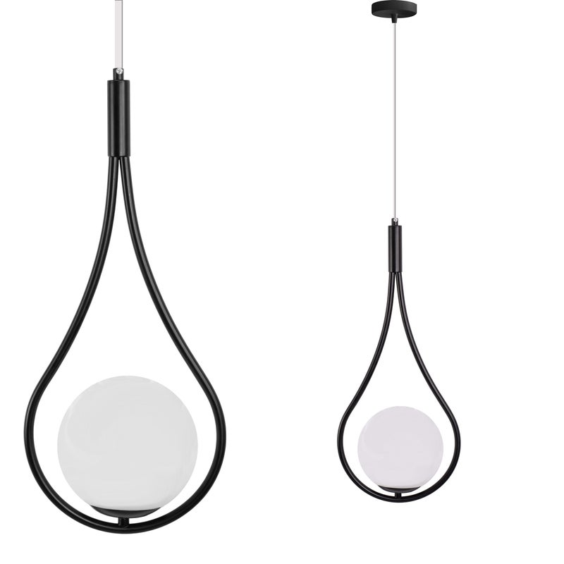 Lampa Sufitowa Wisząca Toolight G111-1W Czarny Biały