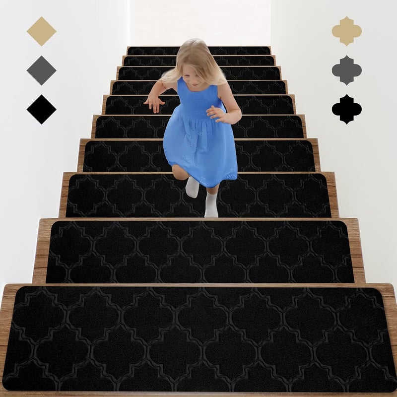 Mata antypoślizgowa, samoprzylepna na schody, odpowiednia dla dzieci i osób starszych, czarna latarnia, 76*20 cm, 10 sztuk