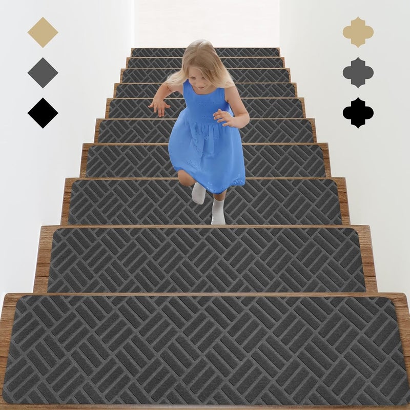 Antypoślizgowe nakładki na schody z klejącym spodem, odpowiednie dla dzieci, osób starszych i małych dzieci, szare paski, 10 sztuk, 76*20 cm