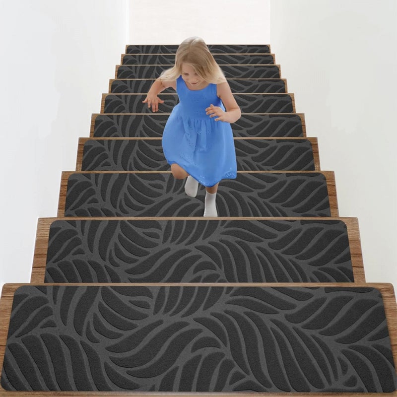 Nakładki na schody antypoślizgowe z klejącym spodem, odpowiednie dla dzieci, osób starszych i małych dzieci, ciemnoszare, 10 sztuk, 76*20 cm