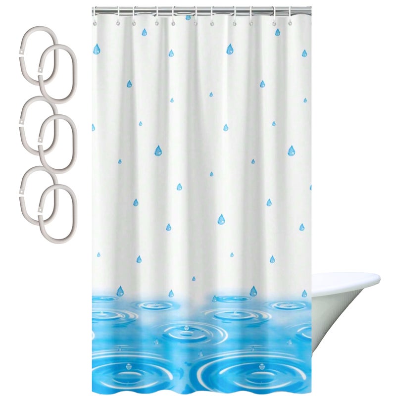 Zasłona prysznicowa Estiva tekstylna 120x200 wzór krople niebieskie