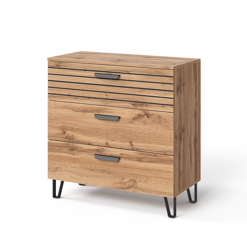 Vicco Komoda Amber, Oak Wotan, 80 x 82 cm z 3 szufladami