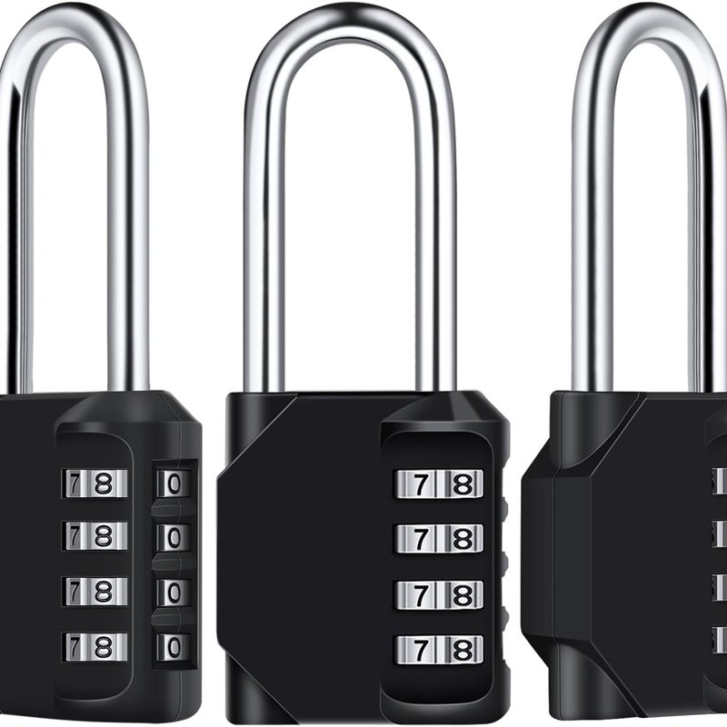 Wodoodporna kłódka szyfrowa 4-cyfrowa, odporna na warunki atmosferyczne, do użytku na zewnątrz, do szkół, siłowni i szafek (opakowanie 3 szt., kolor