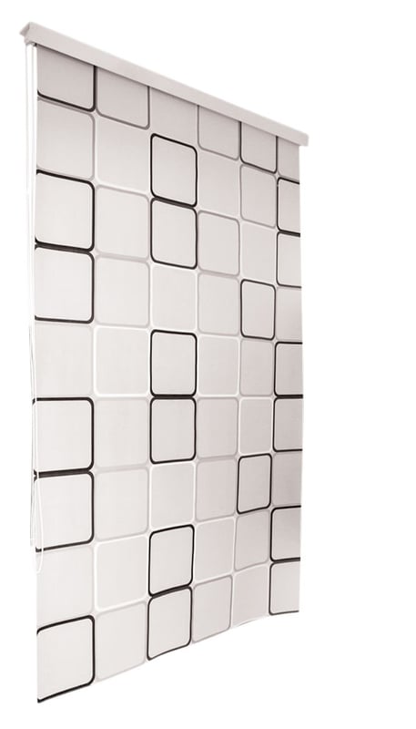 Roleta wannowo-prysznicowa z kasetą Estiva 100x240 cm wzór kwadraty białe grafit