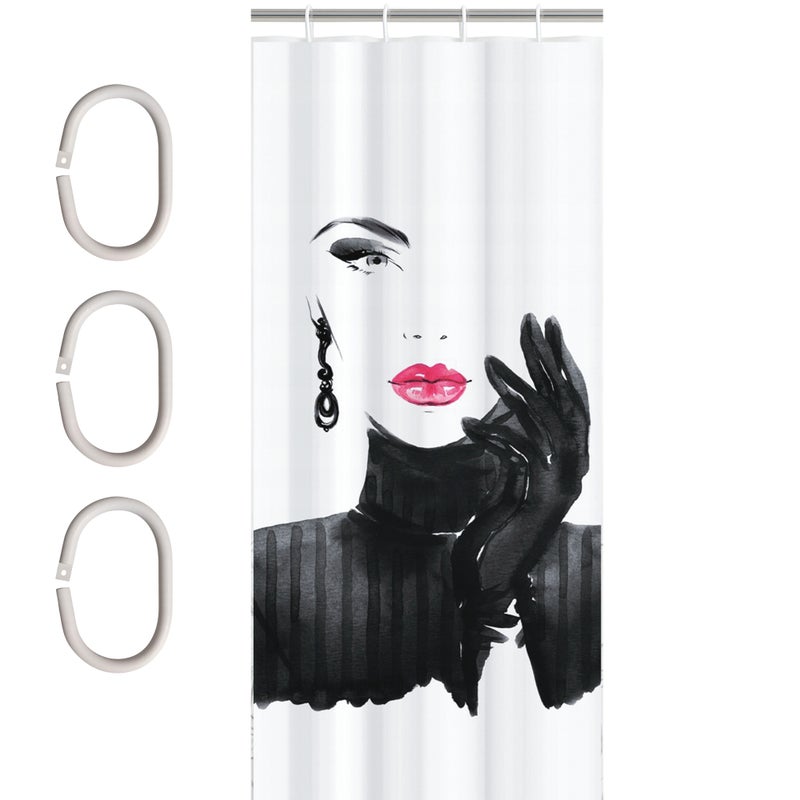 Zasłona prysznicowa Estiva tekstylna 180x200 wzór BLACK WOMEN/MADAME