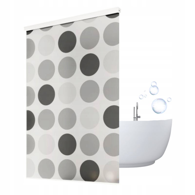 Roleta wannowo-prysznicowa z kasetą Estiva 160x240 cm wzór koła szare grafit