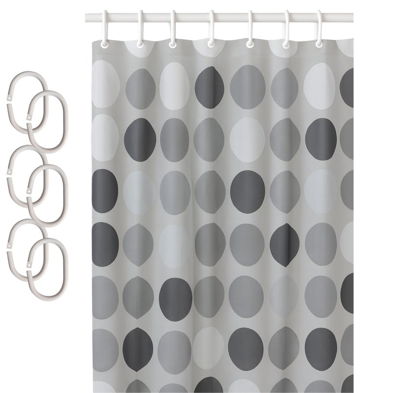 Zasłona prysznicowa Estiva PEVA 180x200 wzór koła szare grafit