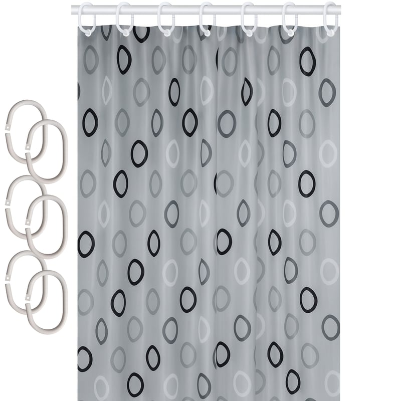 Zasłona prysznicowa Estiva tekstylna 150x200 wzór v6rings