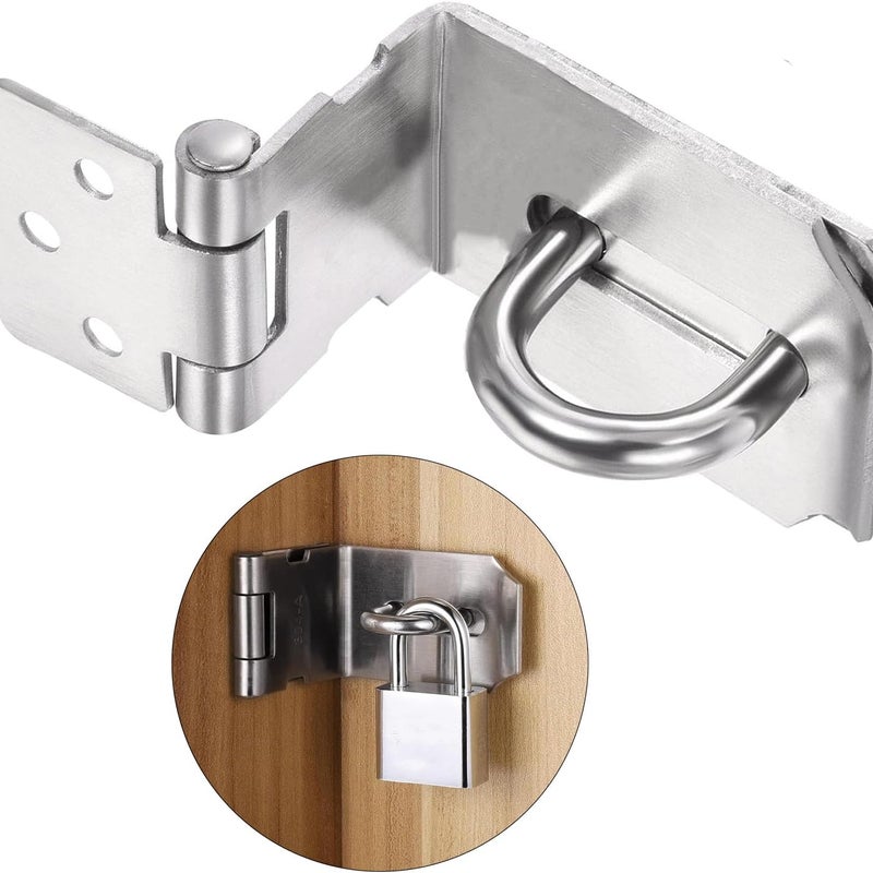 Zasuwka do drzwi pod kątem 90 stopni, zasuwka do drzwi zabezpieczających ze stali nierdzewnej, kłódka, zasuwka do drzwi, kłódka 3-calowa, srebrna
